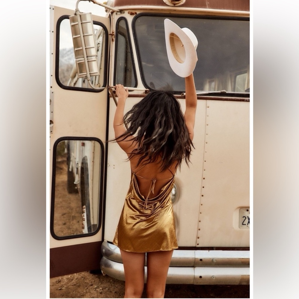 NWT! Strappy, Shimmering Gold Women's Mini Dress